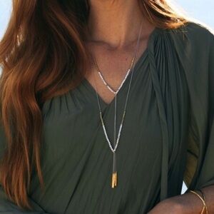 Gorjana Power Gemstone Necklace - silver and labradorite